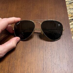 Ray-Ban Black and Gold Aviator Sunglasses